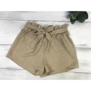 143 Story Khaki Front Tie Shorts